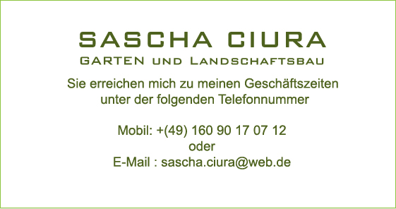 Sascha Ciura Garten und Landschaftsbau visitenkarte